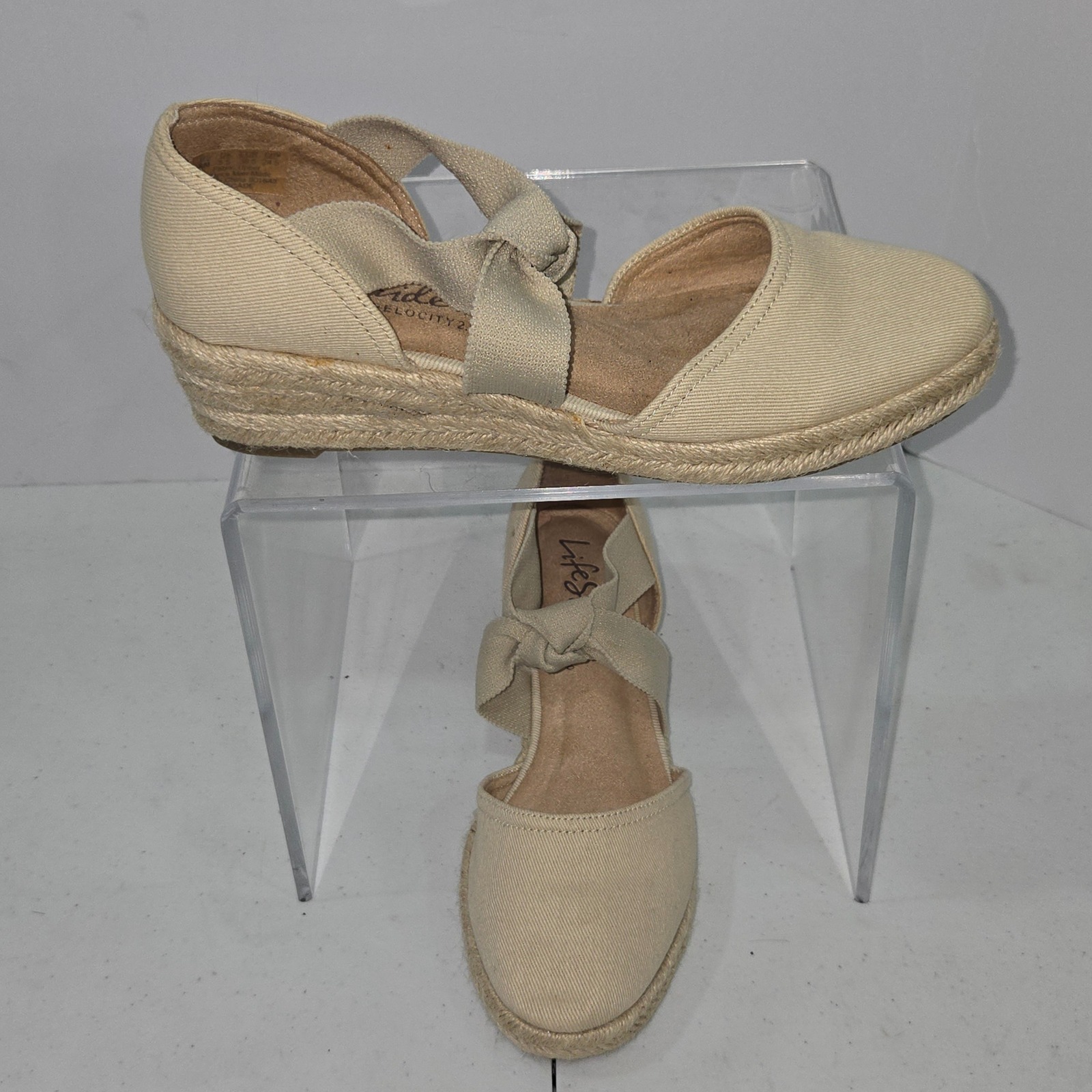 Lifestride Kascade Tan Fabric Espadrille Wedge Sandals Velocity 20 Womens 8m
